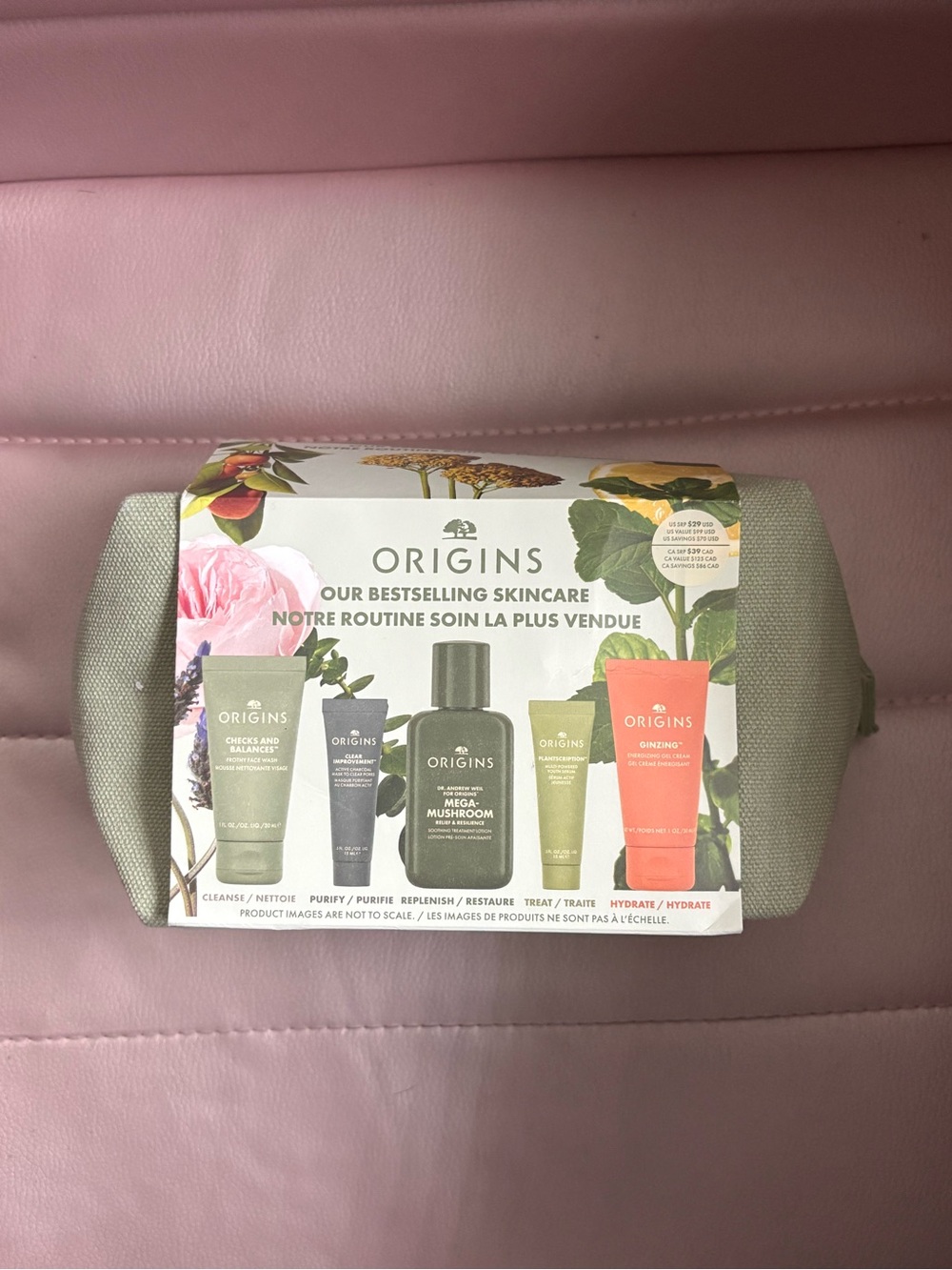 Origins Skincare Travel Pouch best seller mini set